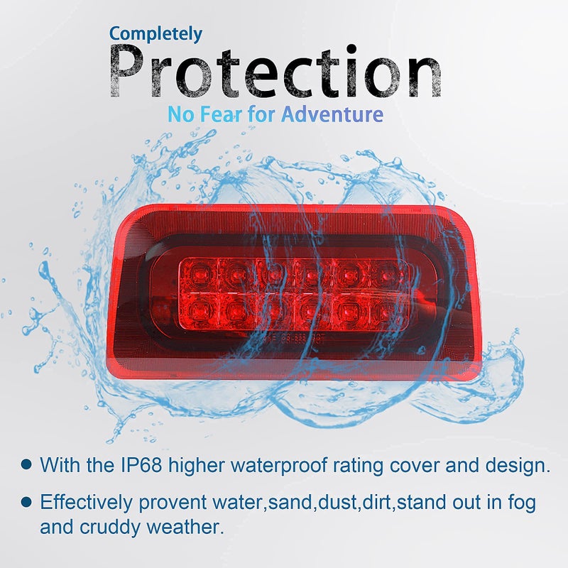 BASIKER Third Brake Light fit for 1994-2004 Chevy s10 S-10 GMC Sonoma Regular Cab or Crew Cab 3rd Tail Lights Red Housing Red light - Image 3